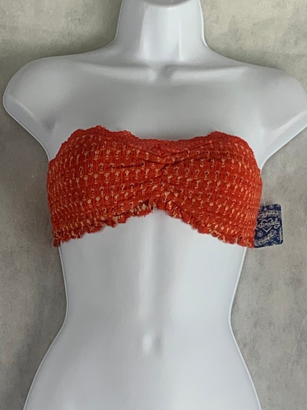 Free People Women's Cabana Printed Lace-Trim Bandeau Bralette, Fiesta Red, XS - Picture 3 of 6